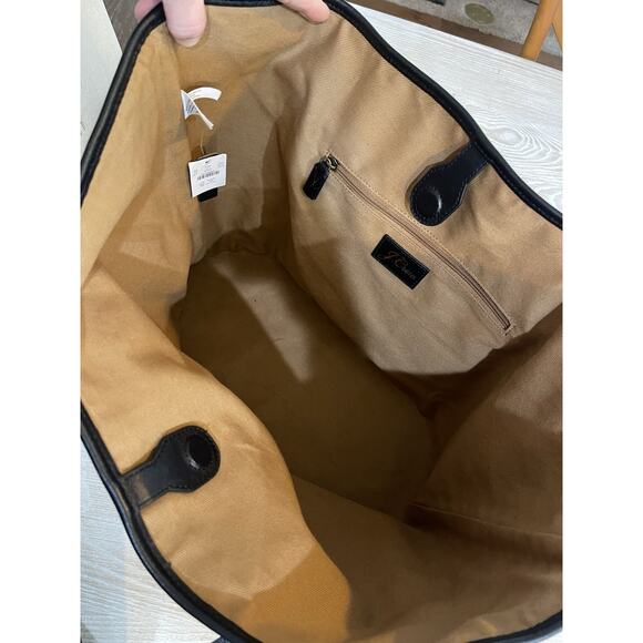 NEW J.Crew Berkeley Large Black Leather Tote Bag Satchel Shopper Pocket Ret $248 - Picture 4 of 9